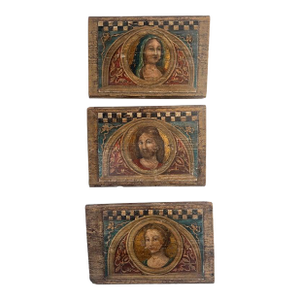 19th C. Religious Inspired Painted Wooden Plaques