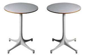 Pair of Early Foil Label Original George Nelson Herman Miller Swag Leg Tables