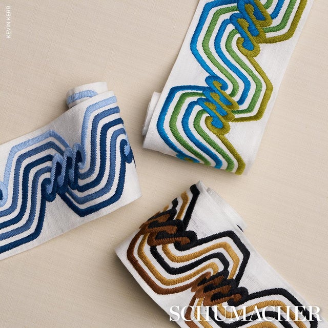 Schumacher SAMPLE - Schumacher The Twist Embroidered Tape In Brown For Sale - Image 4 of 4