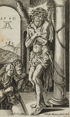After Dürer, J. Goosens, The Man of Sorrows at the Pillar, 17th-Century, Copper on Paper