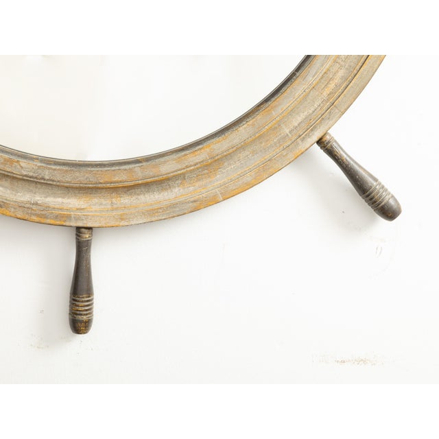 English Midcentury Period Ship Wheel Shaped Mirror with Distressed Patina For Sale In Atlanta - Image 6 of 7