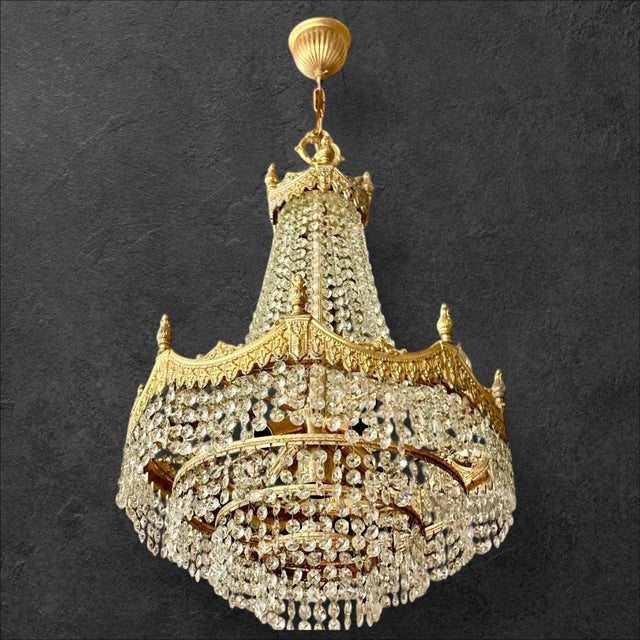 Antique Empire Crystal Chandelier, 1900 For Sale - Image 6 of 8