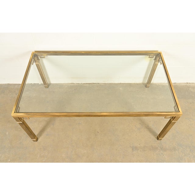 1970s Mastercraft Mid-Century Modern Hollywood Regency Greek Key Brass and Glass Dining Table, 1970s For Sale - Image 5 of 10