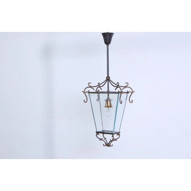 Vintage Suspension Light in Ground Glass, 1950s For Sale - Image 8 of 8