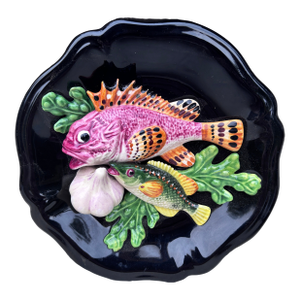 Majolica Fish Sealife Platter Vallauris, Circa 1950