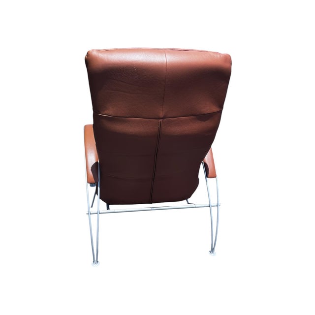 1980s Postmodern Mocha Leather Billie Lafer Reclining Lounge Chair For Sale - Image 9 of 13
