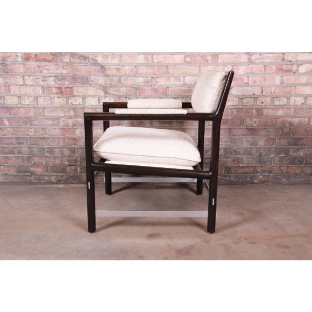 Edward Wormley for Dunbar Mahogany and Steel Armchair, 1950s For Sale - Image 10 of 13