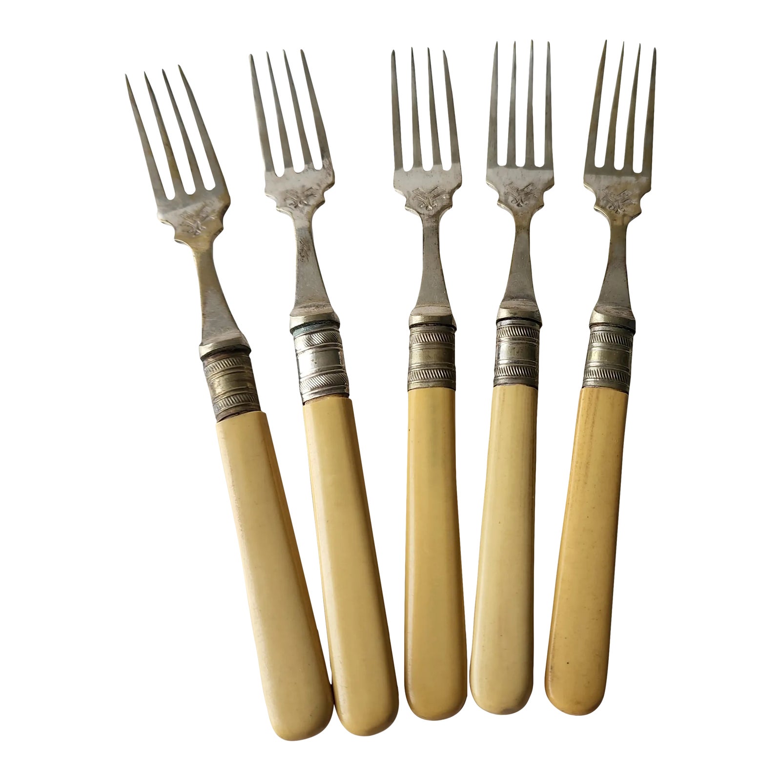 Antique English Sheffield Epns A1 Silverplate Forks Set of 5