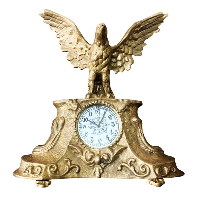 Brass Eagle Mantel Clock, 1920s For Sale