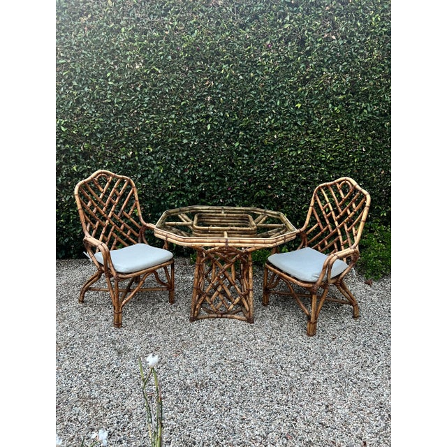 1960s Bamboo Dining Table & Matching Chairs in The Style of Louis Sognot, France- Set of 3 For Sale - Image 12 of 12