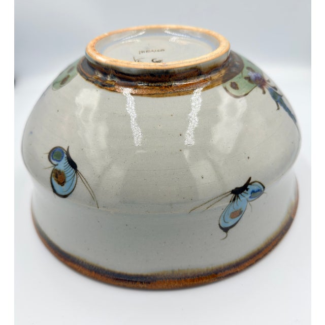 1950s Folk-Art Ken Edwards Palomar Tonala Pottery Hand Painted Punch Bowl W/Ladle For Sale - Image 14 of 17