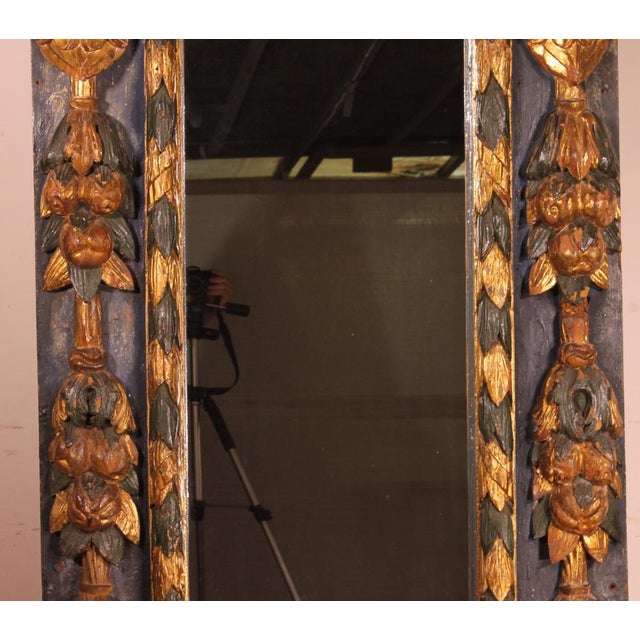 Large 17th Century Spanish Mirror in Polychrome Wood For Sale - Image 11 of 12
