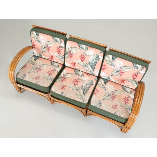 Rattan Sofa, Rattan Coffee Table and Chair From 1960's and Attributed Reed La Ca For Sale - Image 11 of 12