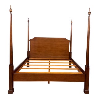 Traditional Mahogany King Size Pencil Post Bed by Leighton Hall - Showroom Sample For Sale