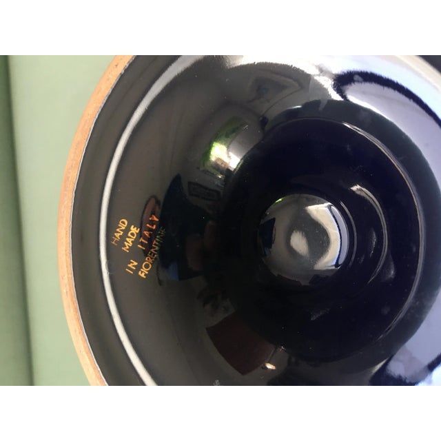 Italian Cobalt Blue Gold Floral Banded Footed Dish For Sale - Image 11 of 11