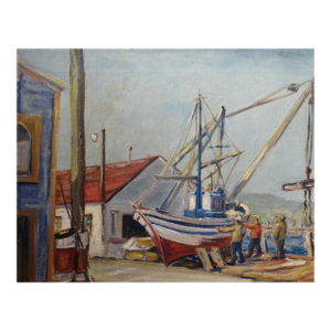 Veda Fero Carnaham Dayton Boats Repairs, Monterey Dock 1933 Painting