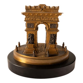 Antique French Grand Tour Gilt Bronze Architectural Model Arc De Triomphe 1825 For Sale