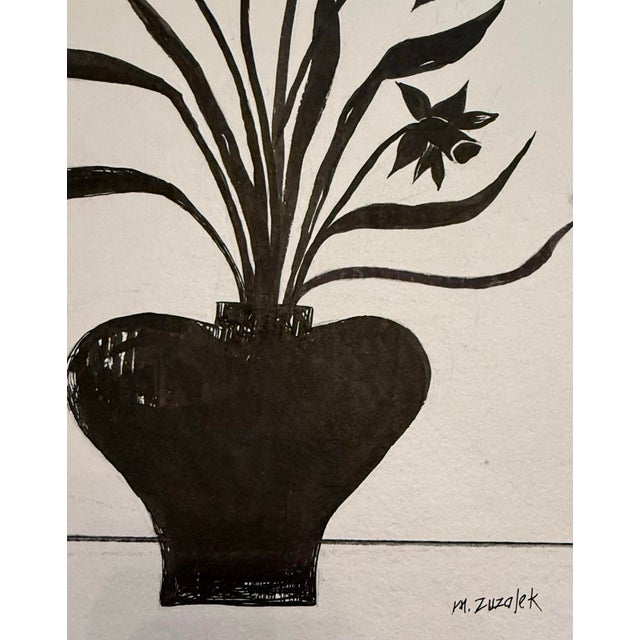 Abstract Étude Botanique #20 India Ink on Handmade Watercolor Paper For Sale - Image 3 of 3