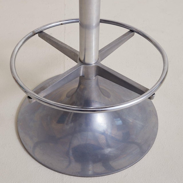 French Chrome Bar Stool in Original Burnt Orange Corduroy, 1960s For Sale - Image 10 of 18
