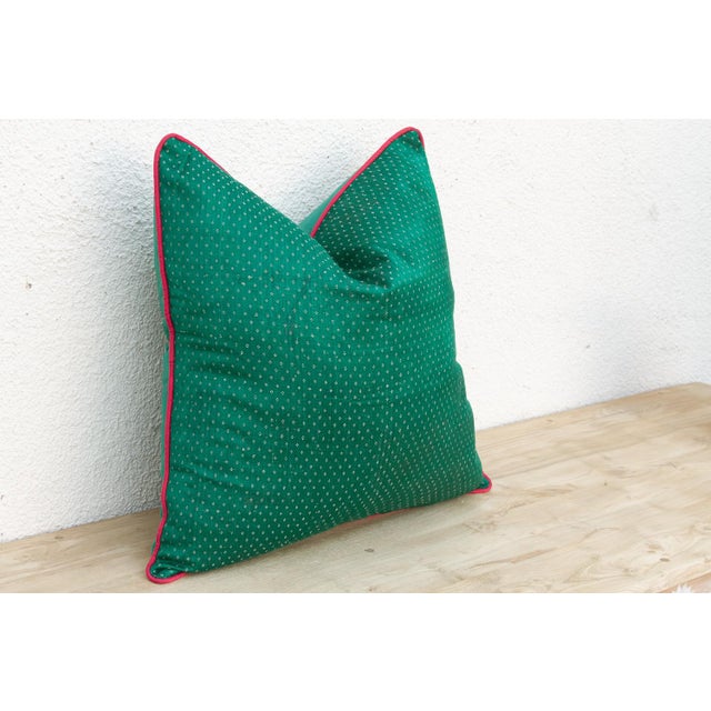 Traditional Champa Green Dotted Ahir Handloom Pillow For Sale - Image 3 of 5