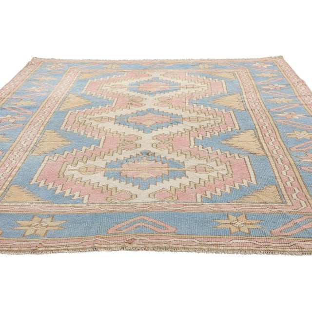 Tribal Vintage Pink Turkish Oushak Rug - 04'11 X 07'02 For Sale - Image 3 of 9