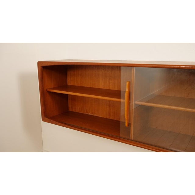 Brown Vintage Teak Floating Sideboard with Glass Doors, 1960s For Sale - Image 8 of 13