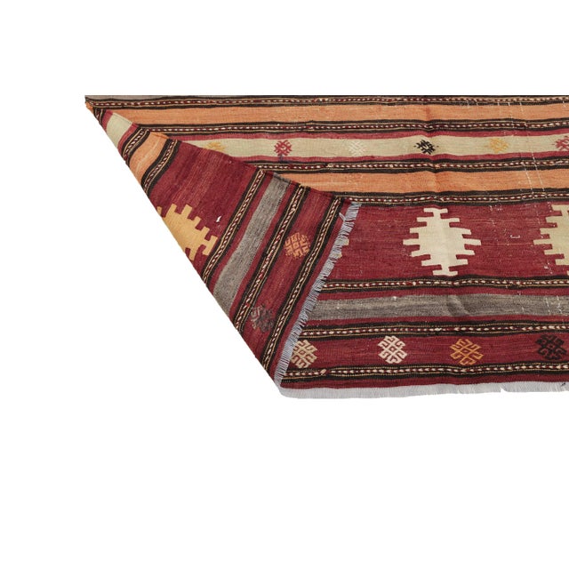 Mid 20th Century Vintage Handwoven Turkish Kilim Rug For Sale - Image 5 of 7