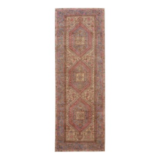 Vintage Malayer Persian Handmade Tan Medallion Wool Runner For Sale