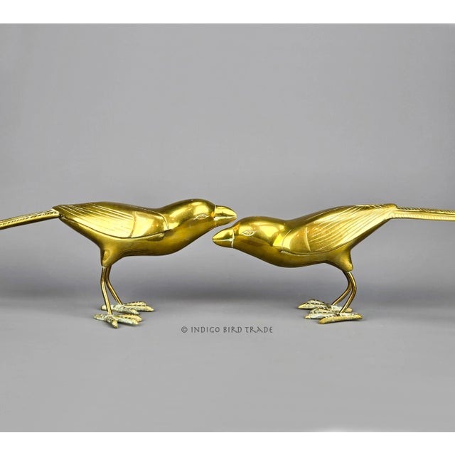 Mid Century Solid Brass Bird Sculptures, Set of 2 These lovely birds are made from solid brass and feature neat Mid...