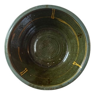 Large Green Glazed Studio Pottery Centrepiece Bowl, 1960s For Sale