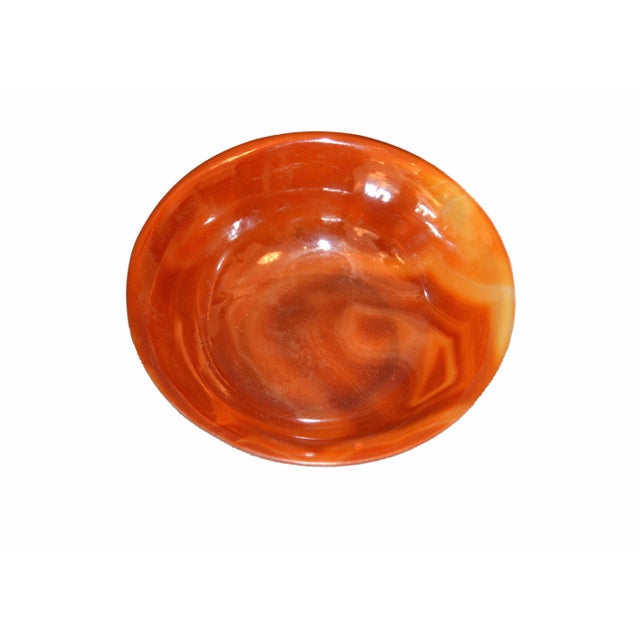 Shabby Chic Vintage Carved Stone Agate Box & Bowl in Amber Color - Set For Sale - Image 3 of 10