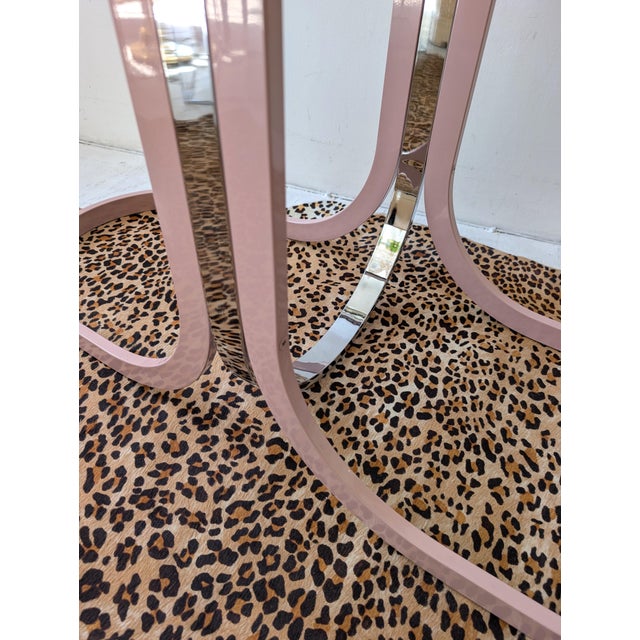 Vintage Pink, Chrome & Brass Swan Console Table from Design Institute of America, 1980s For Sale - Image 11 of 12