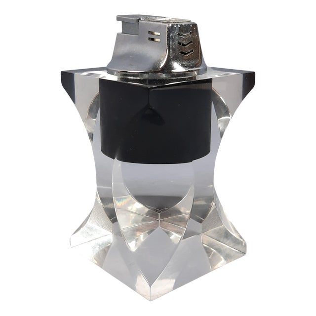 Modern Eei Metal Acrylic Glass Table Lighter, 1980s For Sale