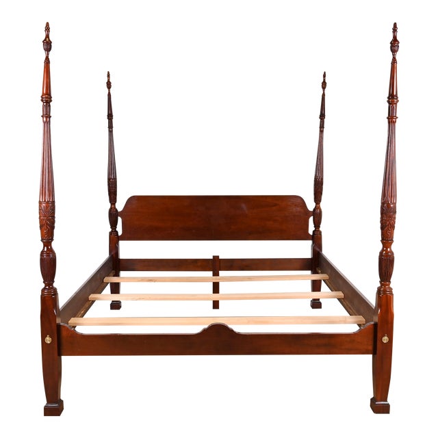 Thomasville Carved Mahogany King Size Poster Bed Chairish