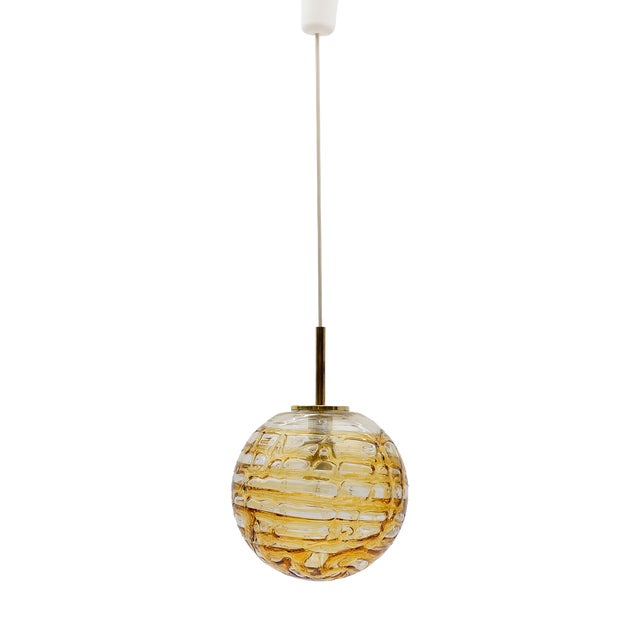 Yellow Murano Glass Ball Pendant Lamp from Doria Leuchten, 1960s For Sale