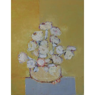 Bill Tansey "White Spring Flowers" Abstract Floral Oil Painting on Canvas For Sale