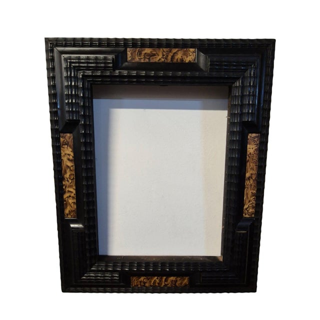 Antique Italian Guilloché Wooden Frame with Burr Wood Inlays, Late 19th-Early 20th Century For Sale - Image 3 of 9