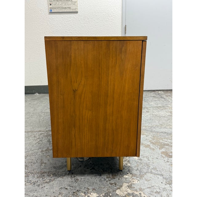 2020s World Market Dustin Spiced Auburn Wood and Brass Inlay Storage Cabinet For Sale - Image 5 of 12