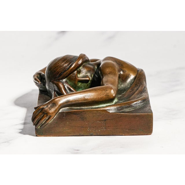 High Relief Female Figure Sculpture Antique Art Nouveau Bronze Paperweight A. Förster & Co. Wien Austria Desk For Sale - Image 10 of 16