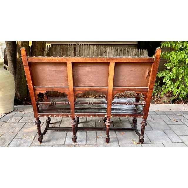 Late 18th Century Spanish Leather Bench For Sale - Image 4 of 12