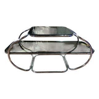 Space Age Curved Chrome Coffee Table by Giotto Stoppino, 1970s For Sale