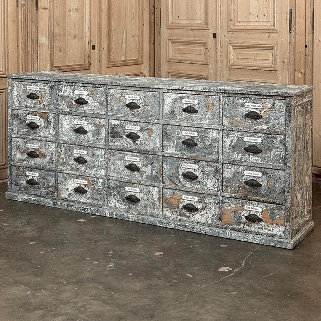 Antique Apothecary Cabinet ~ Credenza in Distressed Painted Pine will make a splendid addition to your family room!...
