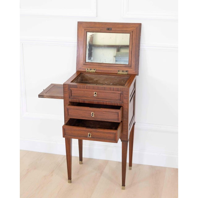 French 19th Century Louis XVI Style Side Table with Fitted Mirror For Sale - Image 4 of 12