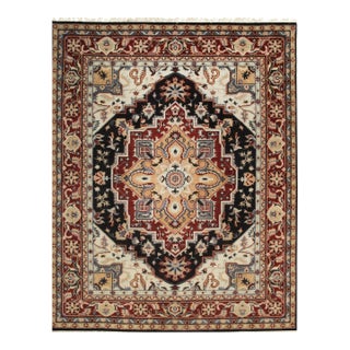 10x14 Graphic Tribal Geometric Persian Heriz Design Oriental Blue New Area Rug For Sale
