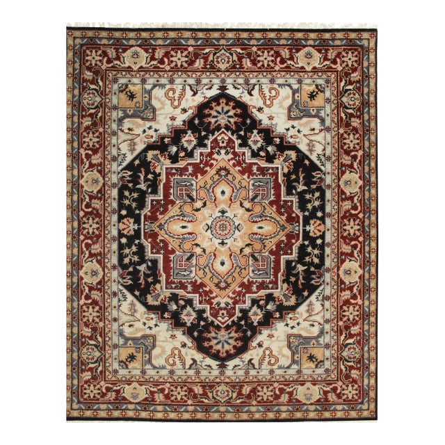 10x14 Graphic Tribal Geometric Persian Heriz Design Oriental Blue New Area Rug For Sale