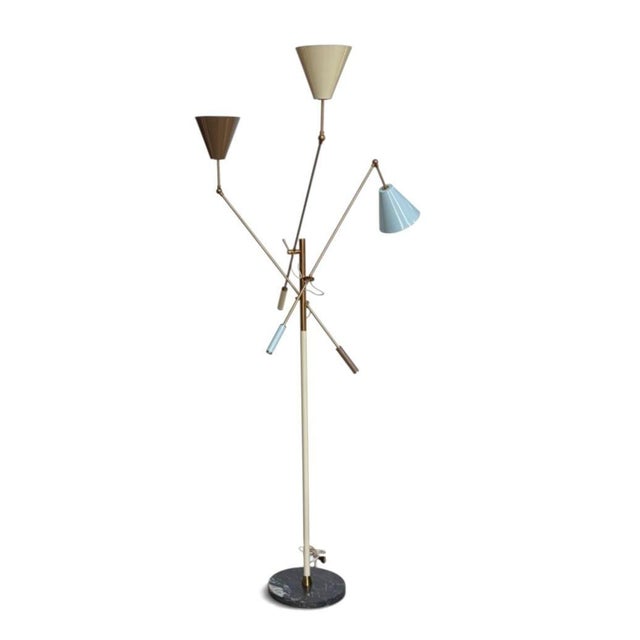 Angelo Lelii “Triennal” Floor Lamp by Arrecoluce with marble black base, Italy 1950’s. Original great condition. Measures...