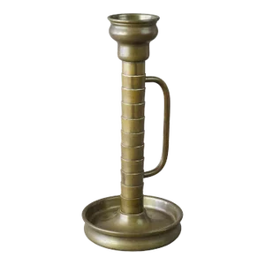 Antique Large Arts & Crafts Brass Mission Candlestick by Vincent, Circa 1915