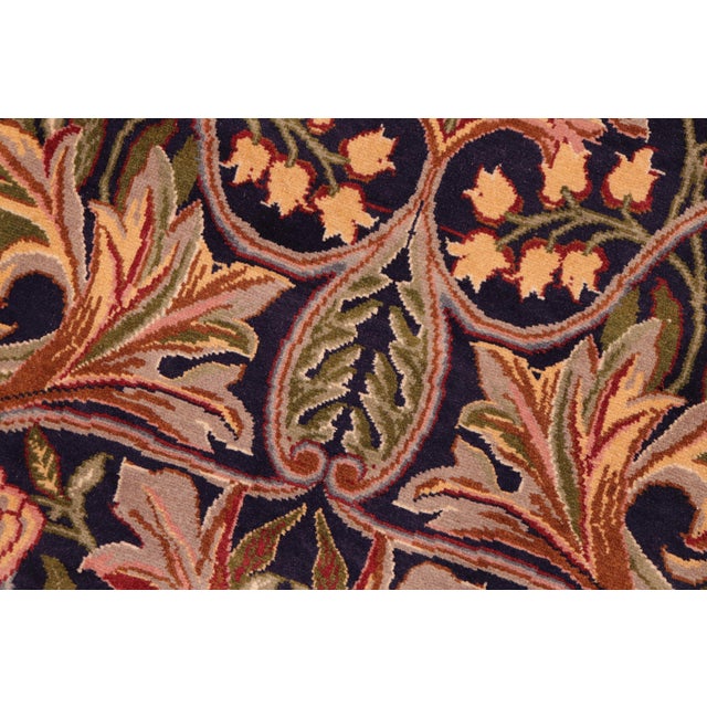 Art Nouveau Inspired 1990's Pak-Persian Blue/Rust Wool Rug - 6'0'' X 9'1'' For Sale In New York - Image 6 of 9