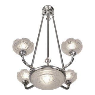French Art Deco Chandelier by Marius Sabino 1920s France For Sale