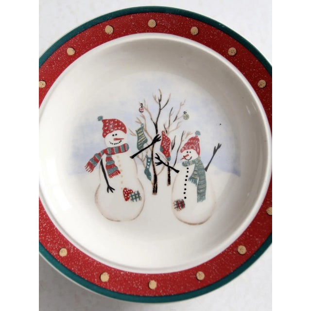 1990s Vintage Royal Season Stoneware Snowman Plates Set of 4 For Sale - Image 5 of 8
